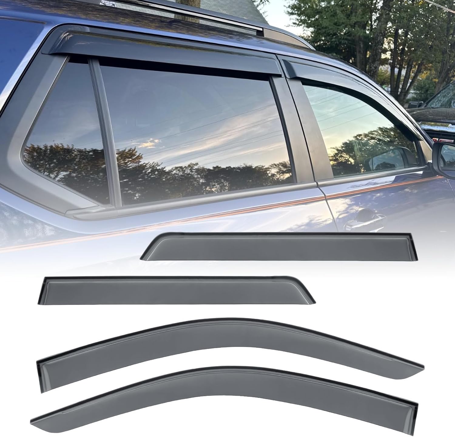 Tape-On Side Window Deflectors for Pilot 2023-2025, Rain Guards Window Visor Rain Guards Vent Guard Shade Deflectors Compatible with Honda Pilot Accessories All-Weather Protection black