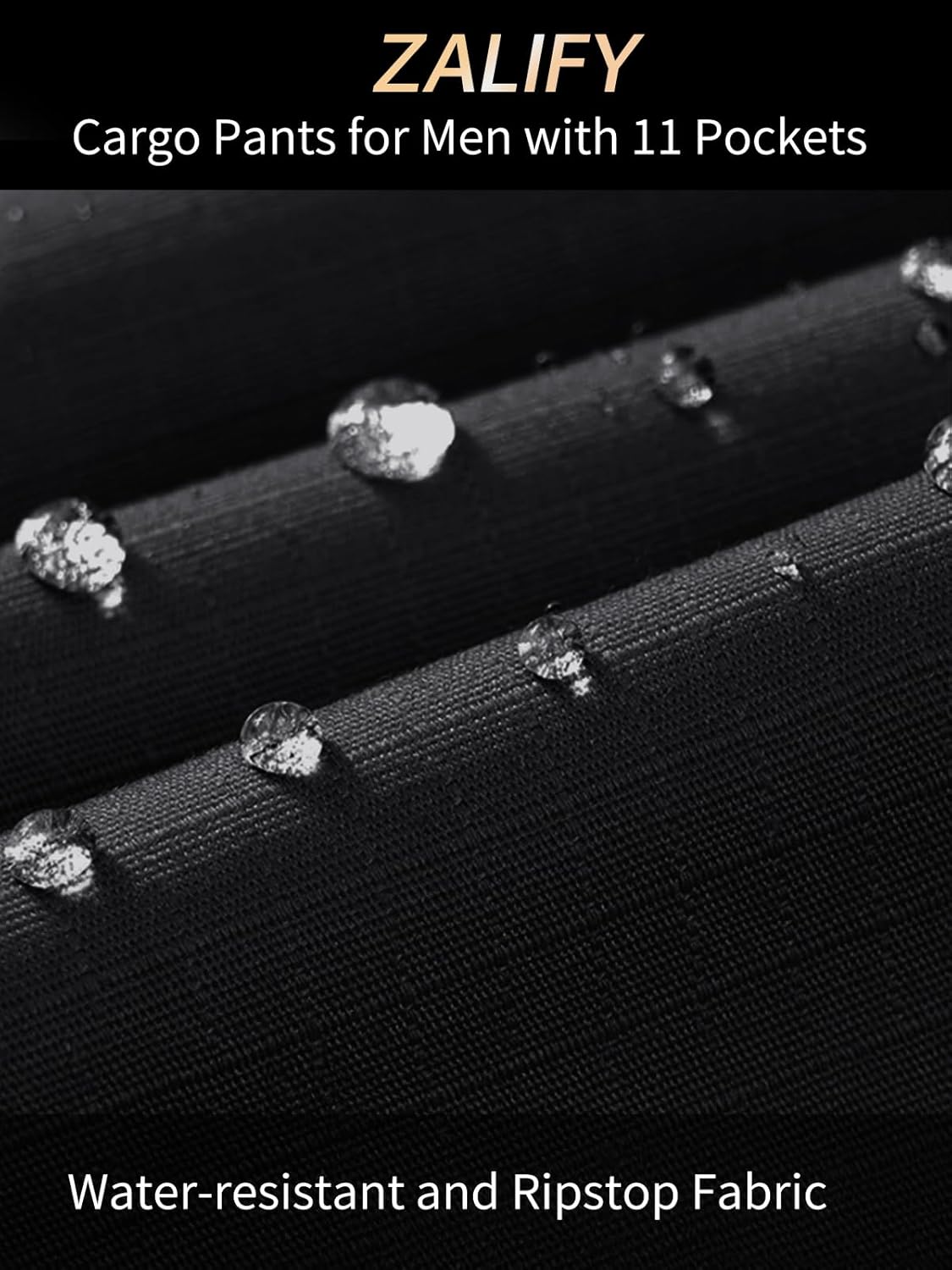 Mens Ripstop Cargo Work Pants with 13 Pockets Tactical Water Resistant Breathable Hiking Construction Pants Black - Image 5