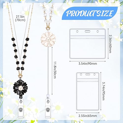 Miniatura 2 de Juego de 2 cordones para tarjetas de identificación con cuentas para tarjetas de regalo de Navidad collares retráctiles para enfermeras y profesores