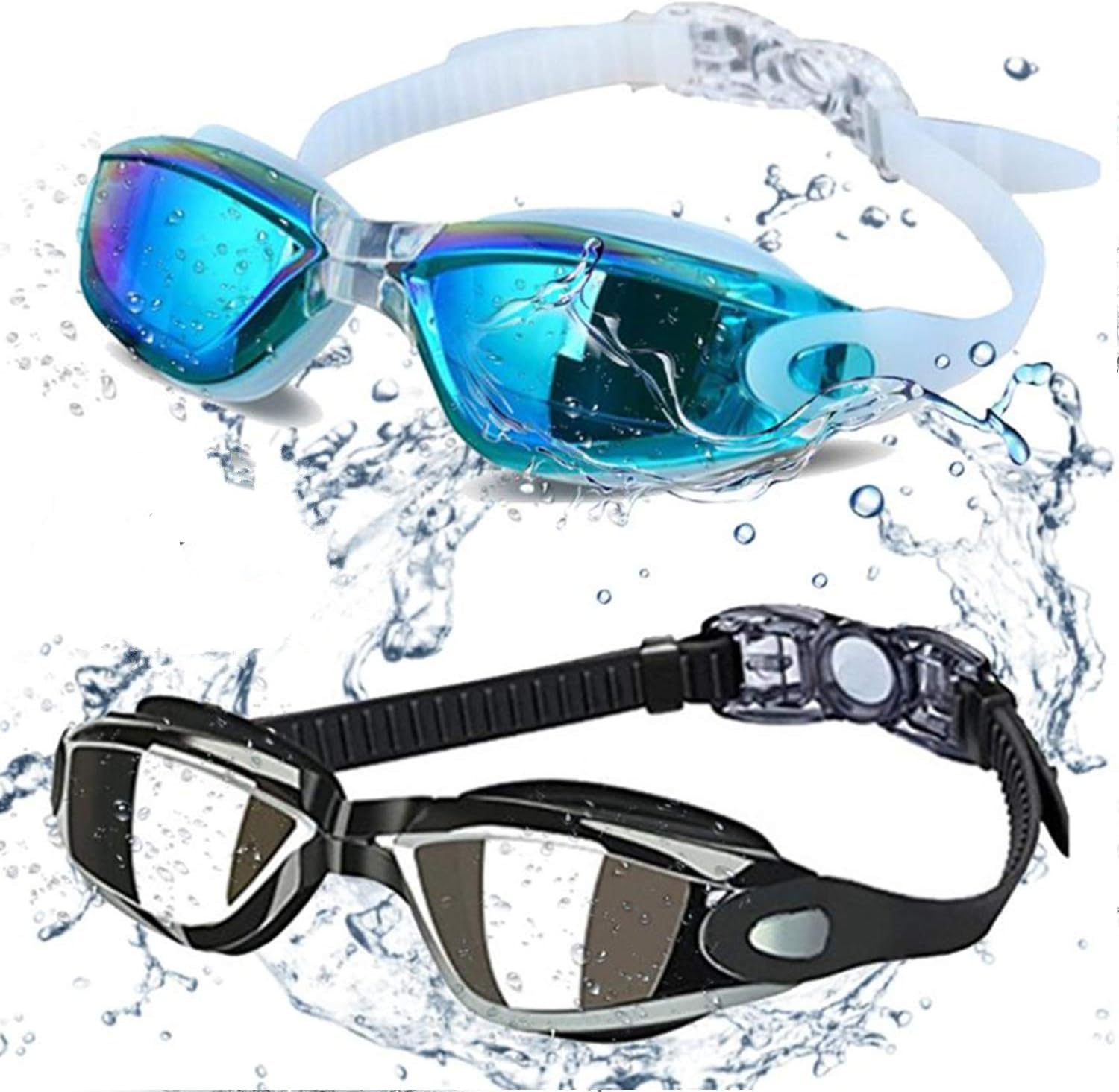 Swimming Goggles Swim Goggles, Pack of 2 Professional Anti Fog No Leaking UV Protection Wide View Swim Goggles For Women Men Adult Youth Kids