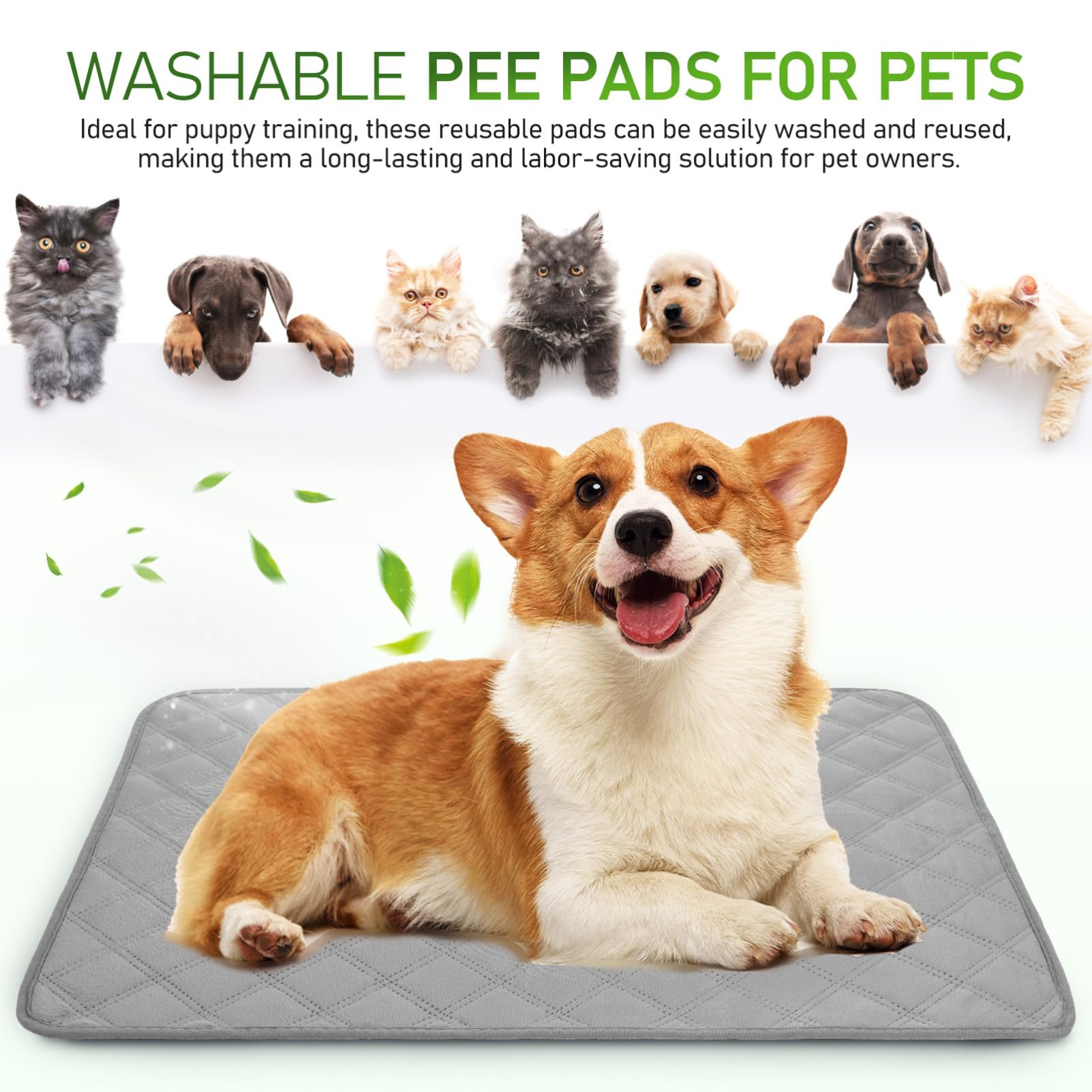 Didiseaon 2pcs Puppy Pads, Reusable Dog Training Pads Washable Dog Pee Pad Quick Drying Mats for Pet Indoor Outdoor, Travel, Car, Home - Image 2