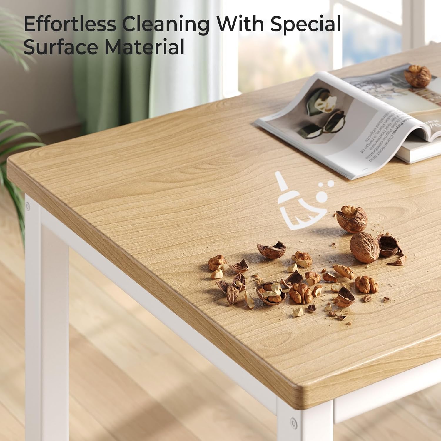 Tatub Dining Table Set for 4, 3-Piece Kitchen Table with 2 Benches, Space-Saving Dining Room Table Set for Breakfast Nook and Small Spaces, Original