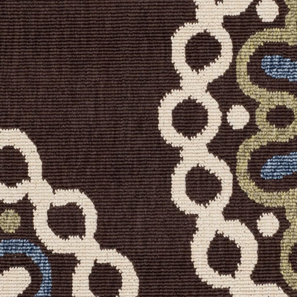 SAFAVIEH Washable Rug Outdoor Veranda Collection - 2'7' x 5', Chocolate & Blue, Non-Shedding & Easy to Clean, Ideal for Patio, Backyard, Mudroom (VER092-0625)