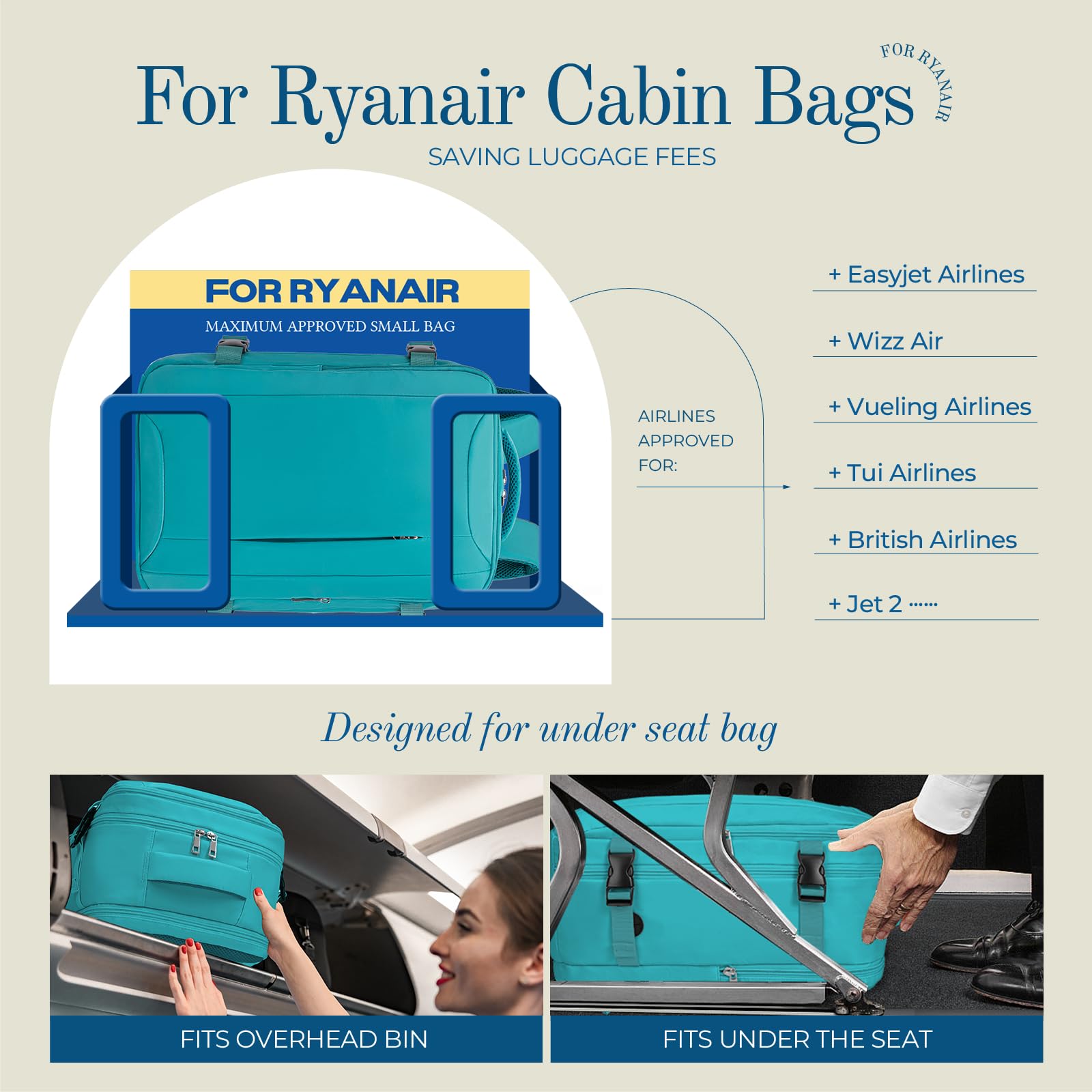 Zaino per Ryanair 40x20x25 Zaino da Viaggio Aereo Bagaglio a Mano Borsa da Cabina Borse Valigia Zaini Casual Unisex per Wizz Air EasyJet Laptop Daypack