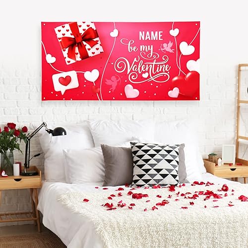 Miniatura 78 de Cartel de fondo personalizado para el día de San Valentín, decoración de San Valentín, letrero de vinilo con texto en inglés "Be My Valentine