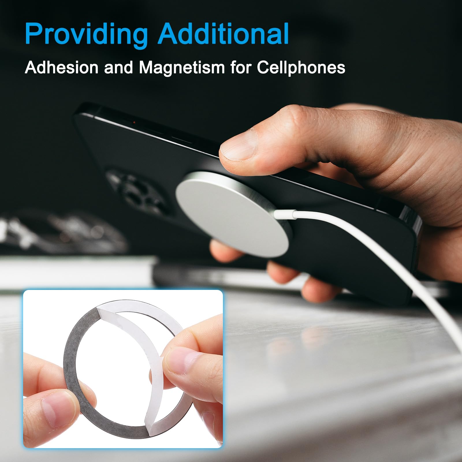 QUARKZMAN Universele metalen ringsticker, draadloze magnetische oplader