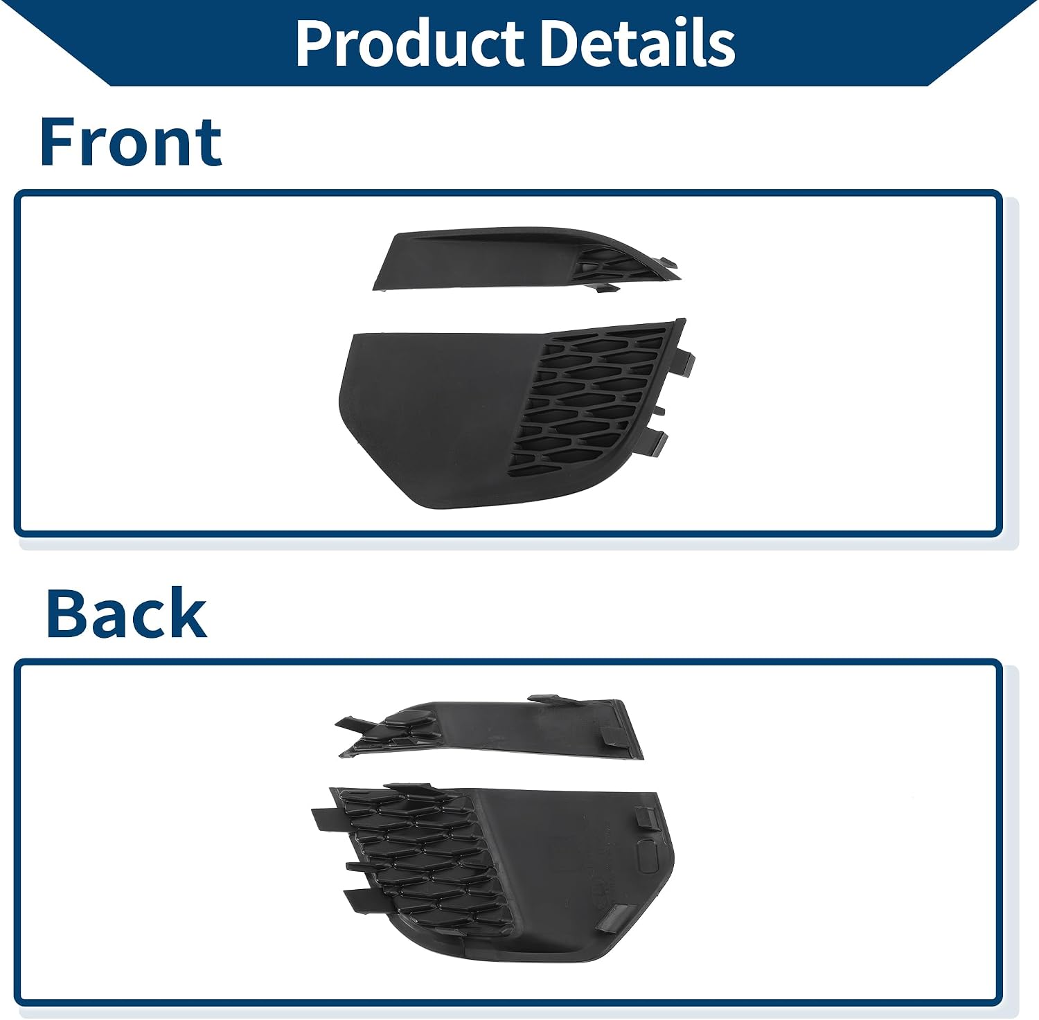 Fog Light Grill Front Lower Bumper Fog Light Cover Inserts No.LR061231 for Land Rover Discovery Sport 2015-2019 Black ABS 1 Pc Front Left Car