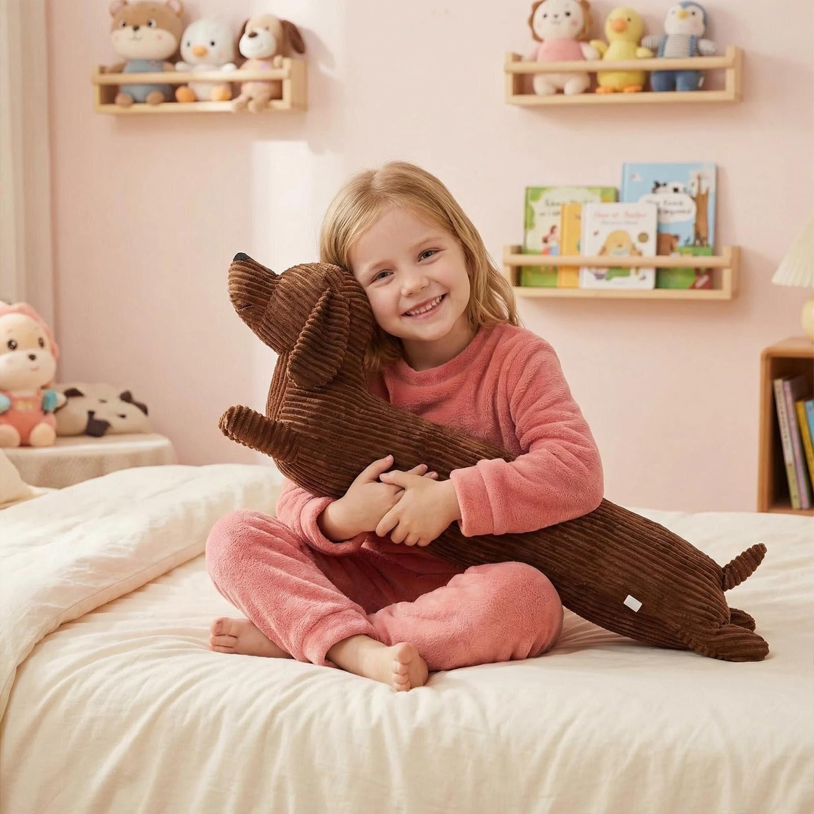 Cuscino a forma di bassotto, 50 cm, lungo in peluche per cani, morbido cuscino per chi dorme sul fianco, per divano, letto, cuscino morbido e regalo per bambini e adulti