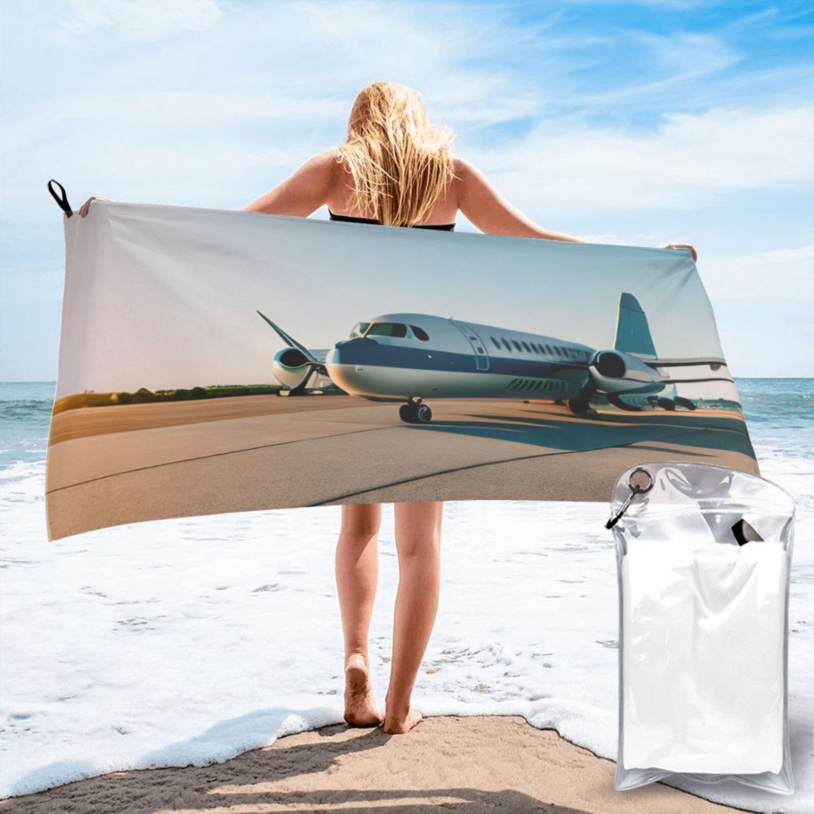 JBJGKHLP Airplane Print Quick Dry Portable Towel For Beach Camping Hiking Yoga Fitness Outdoor Adventures