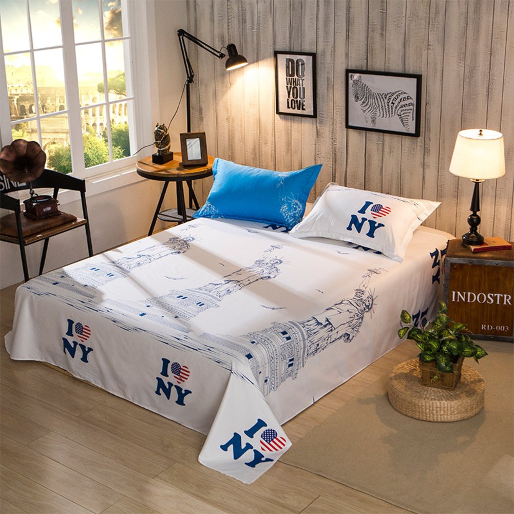 Drap plat enfant feuilles style européen anti-découvrement rembourré 160x230