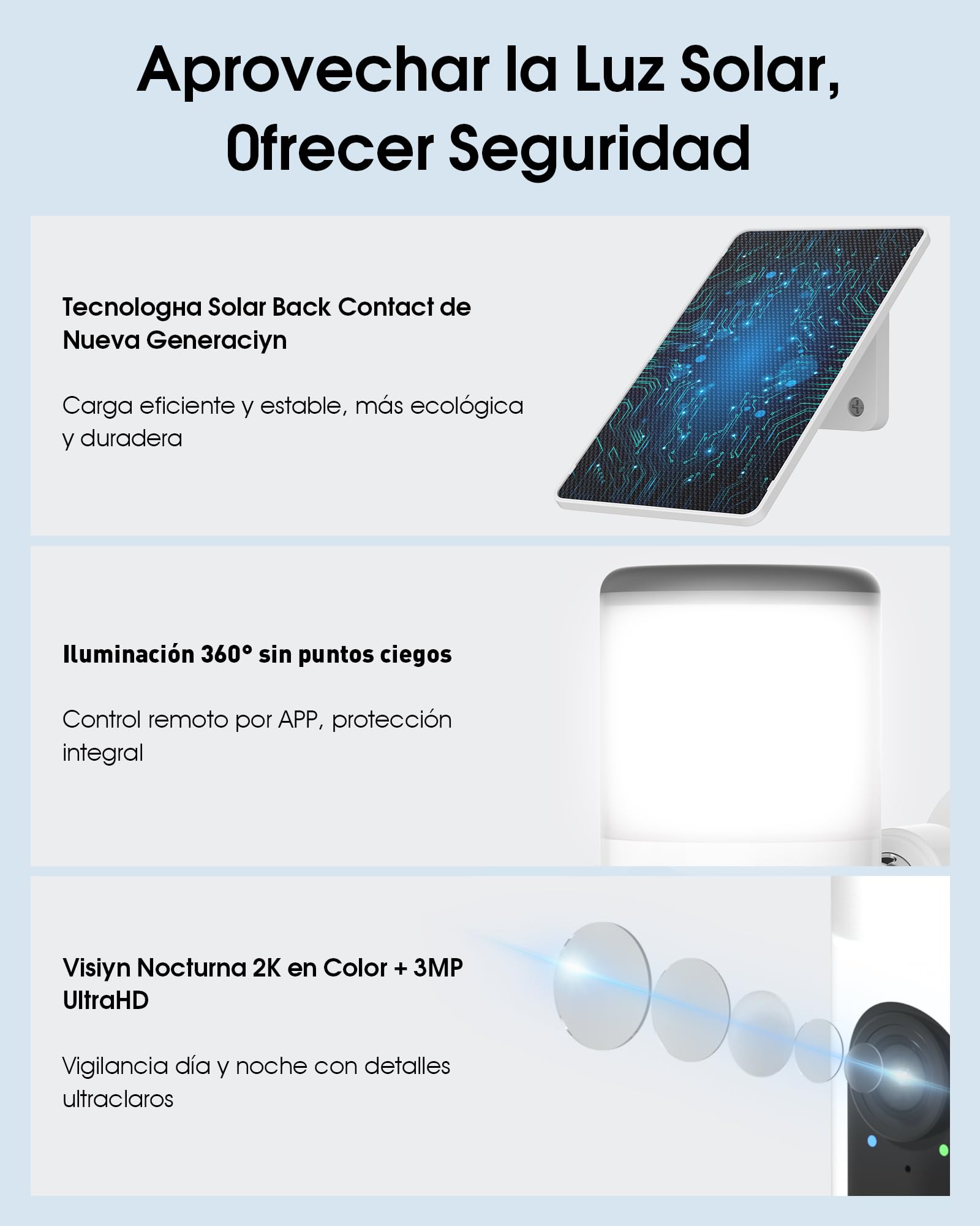 ANRAN 2K Cámara Vigilancia WiFi Exterior con Luz de Pared, 2PCS | Seguridad Cámara Inalámbrica con Panel Solar+Bateria Recargabl, luz activada por Movimiento, Detección PIR, IP66