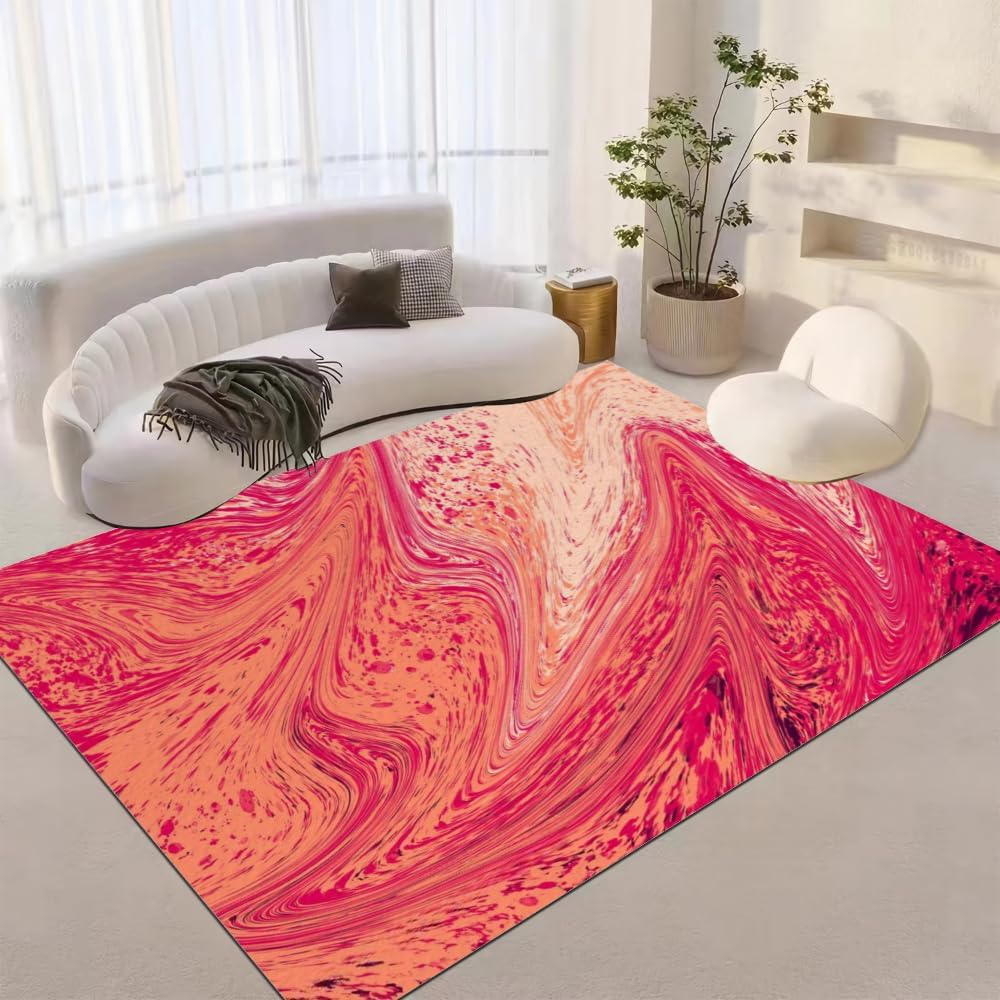 The Flow of Red Oil Paint Area Rug Small Non Shedding Low