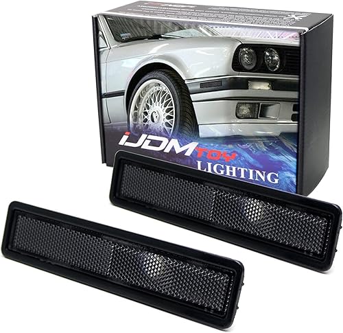 iJDMTOY Euro M-Tech estilo ahumada lente parachoques lado marcador carcasas compatibles con BMW E30 3 E34 5 Series, etc, reemplazar OEM ámbar rojo iJDMTOY Euro M-Tech estilo ahumada lente parachoques lado marcador carcasas compatibles con BMW E30 3 E34 5 Series, etc, reemplazar OEM ámbar rojo