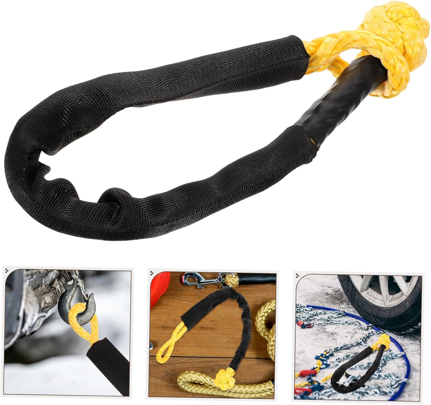 Flexible Synthetic Winch Shackle for Vehicle Recovery High Molecular Polyethylene Towing Recovery Strap Durable Self-Tightening Loop Off-Road Truck Accessory
