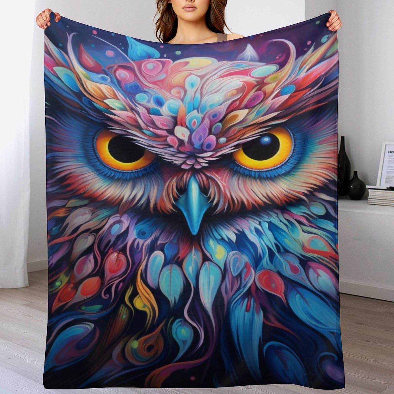 Couverture polaire hibou douce pour des soirées cocooning sur le canapé 140x180