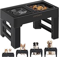 URPOWER 2-in-1 Elevated Slow Feeder & No-Spill Dog Bowl - 4 Height Adjustable Raised Stand for Small to Large Dogs & Cats