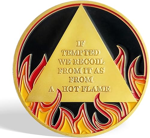 Miniatura 3 de 4 años AA Sobriety Coin Gold Plated Flames Recovery Medallion Chip