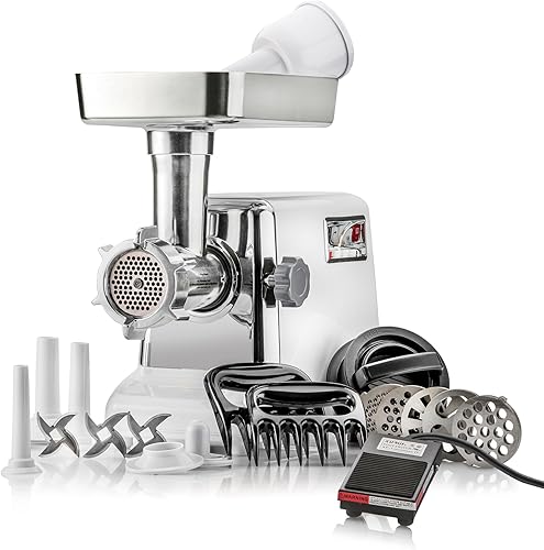 STX International Turboforce Serie 3000 6 en 1 - Picadora eléctrica de carne #12 de gran tamaño con pedal de pie, relleno de salchichas, máquina de disponible en Yaxa Peru