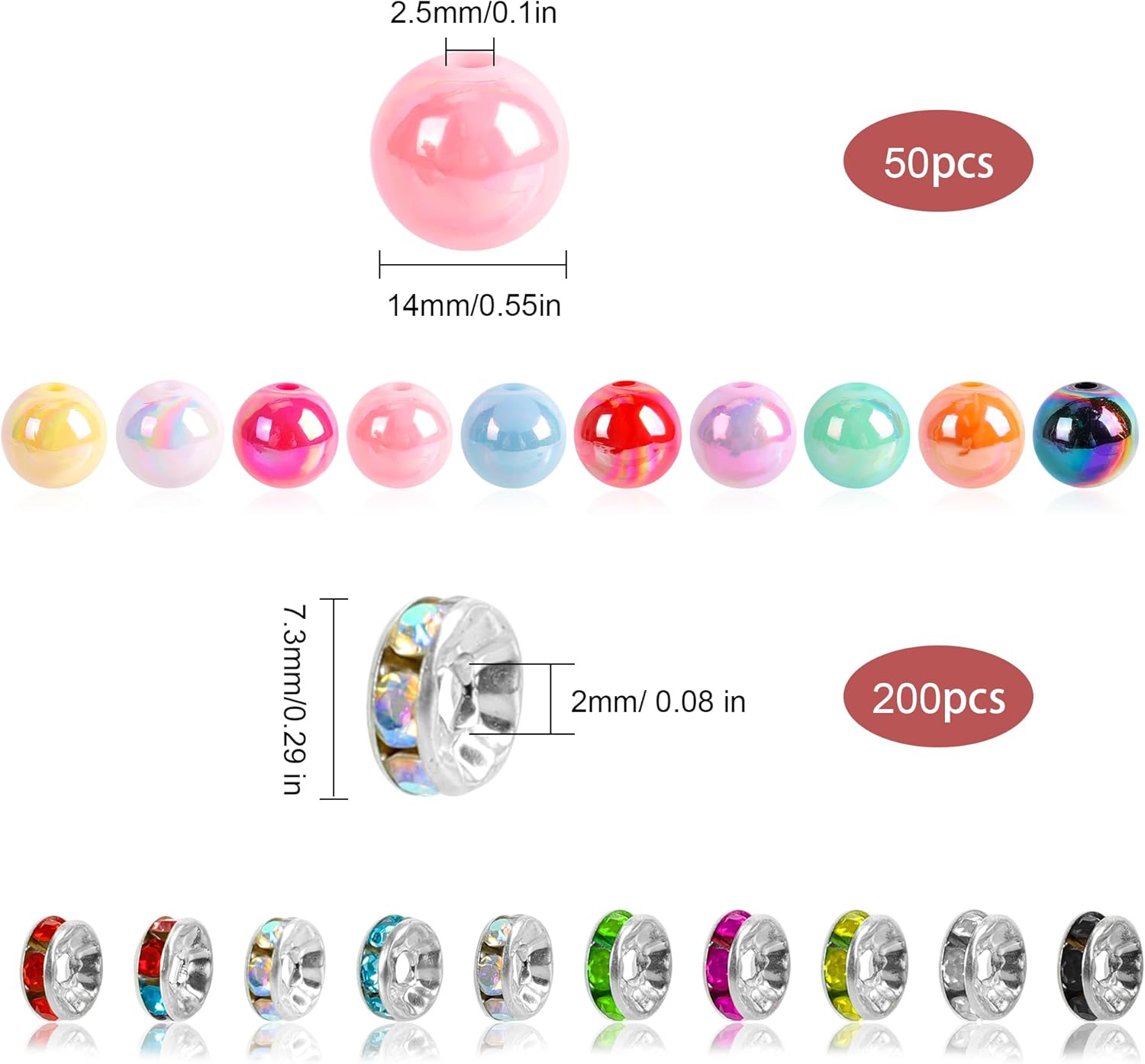 250 Pcs Beads for Pens - Focal Beads for Beadable Pens, Acrylic Bead for Beaded Pen, Spacer Bead Keychains Bracelets Crafts - Image 4