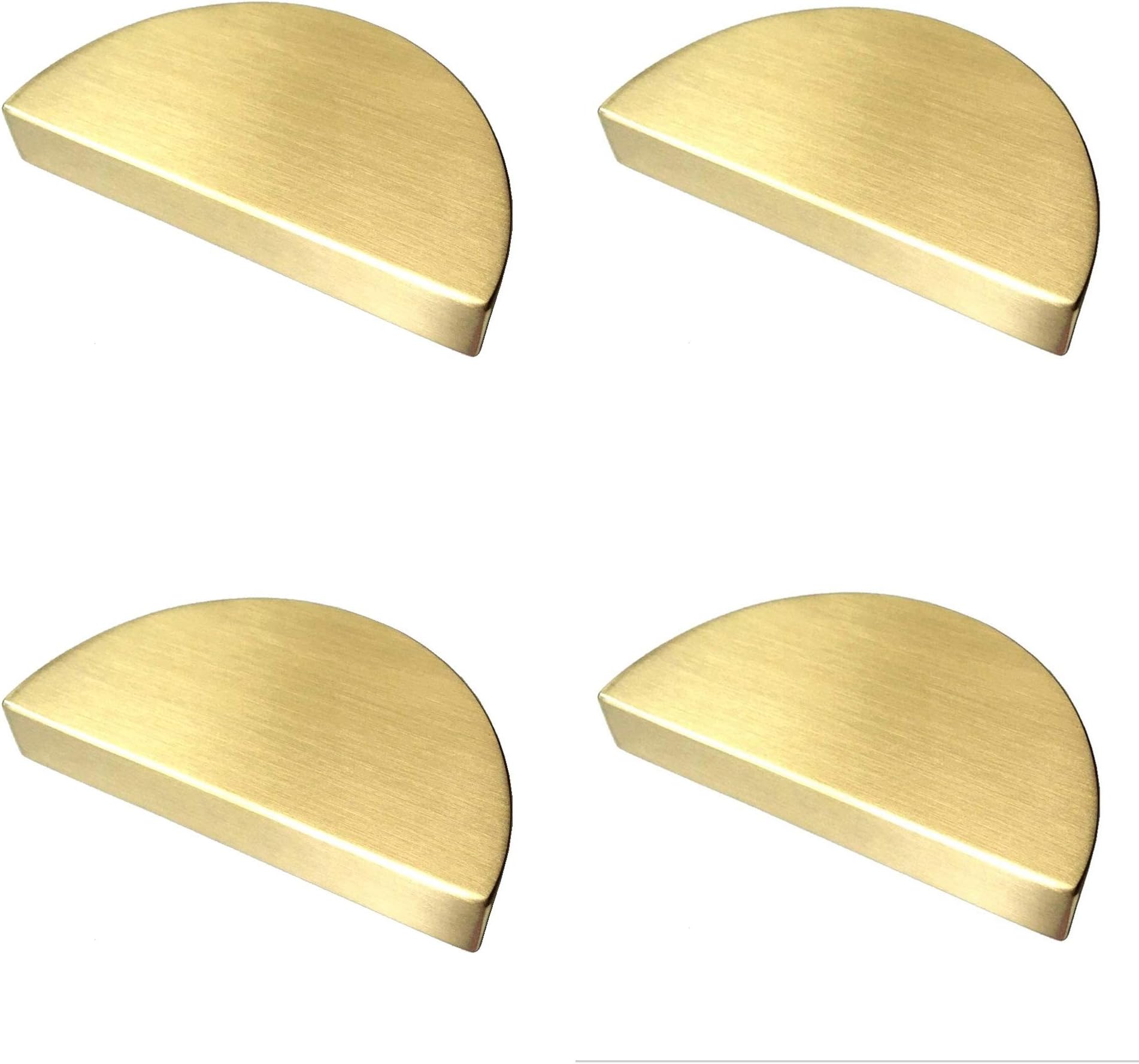 2 1/2" C-C Half Circle Moon Drawer Pull Handles Dresser Pulls Cabinet Handle Brushed Gold Matte Black 2.5" 64 mm Centers, 4 Pack (Brushed Gold)