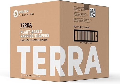 Terra Pañales de tamaño 5 85% pañales a base de plantas, ultra suaves y libres de químicos para pieles sensibles, absorción superior para pañales de