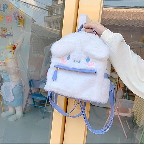 Miniatura 2 de Lindas mochilas de felpa peluda - Mochila Kawaii linda mini bolsa de dibujos animados, Azul, estilo1