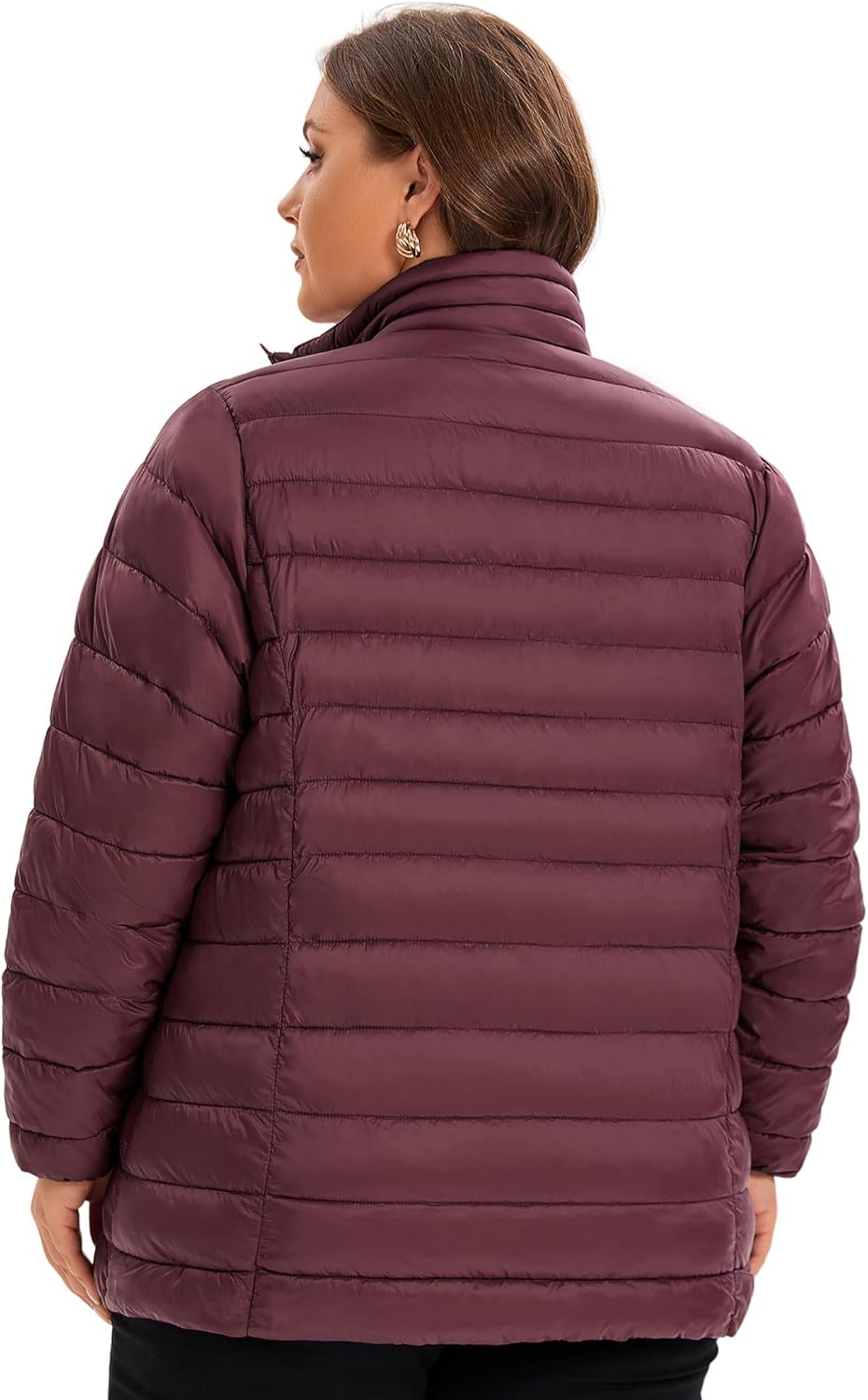 ANOTHER CHOICE Plus Size Puffer Jacket for Women, Lightweight Packable Stand Collar Winter Puffer Coat - Image 3