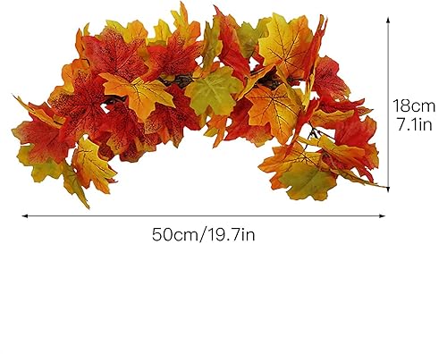 Miniatura 2 de belupai Guirnalda de decoración de otoño de 19.7 pulgadas, guirnalda de hojas de arce de Acción de Gracias, decoración de cosecha para puerta