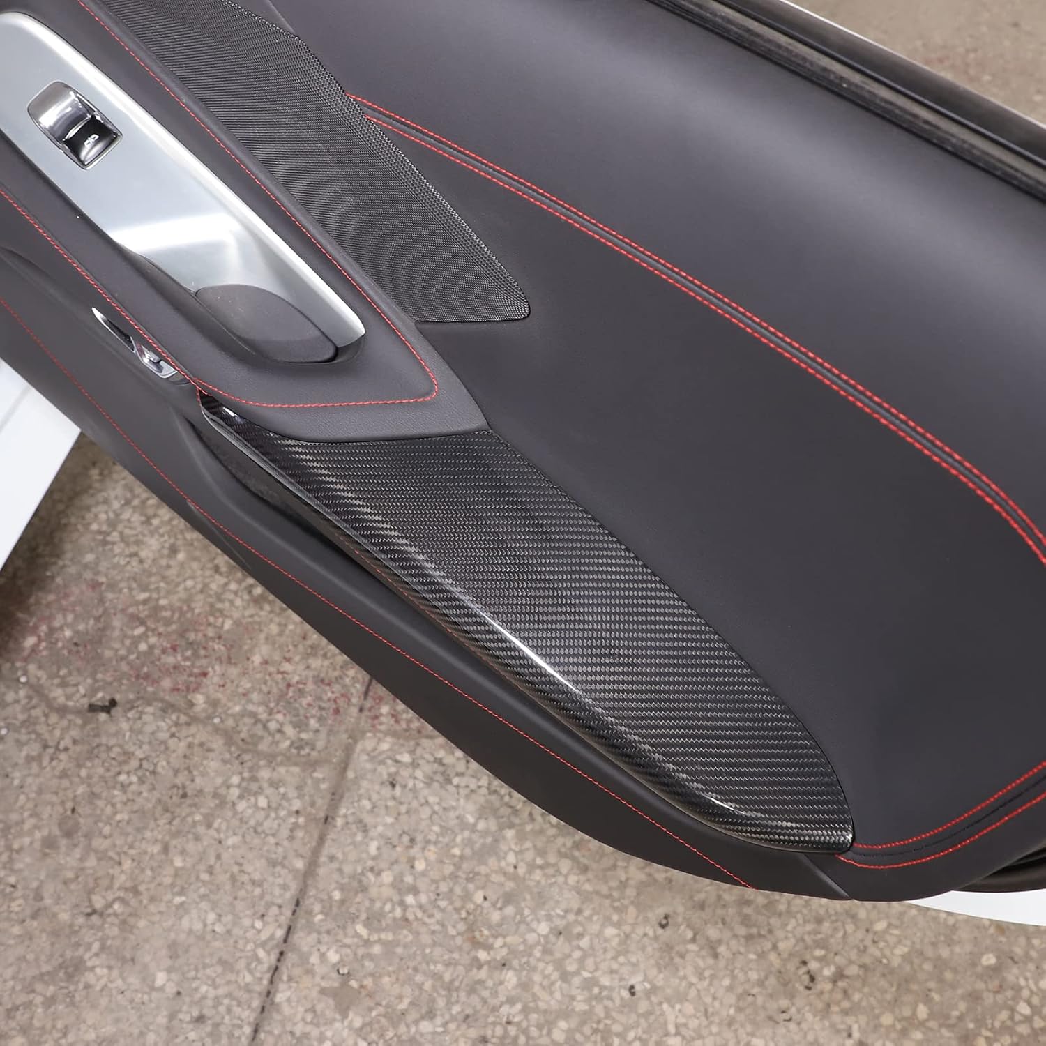 Sekhyna Car Side Door Armrest Panel Cover Trim Compatible with Corvette C8 Stingray 2020-2023 100% Real Carbon Fiber 2PCS Interior Door Panel Cover Trim Accessories (Black Carbon)