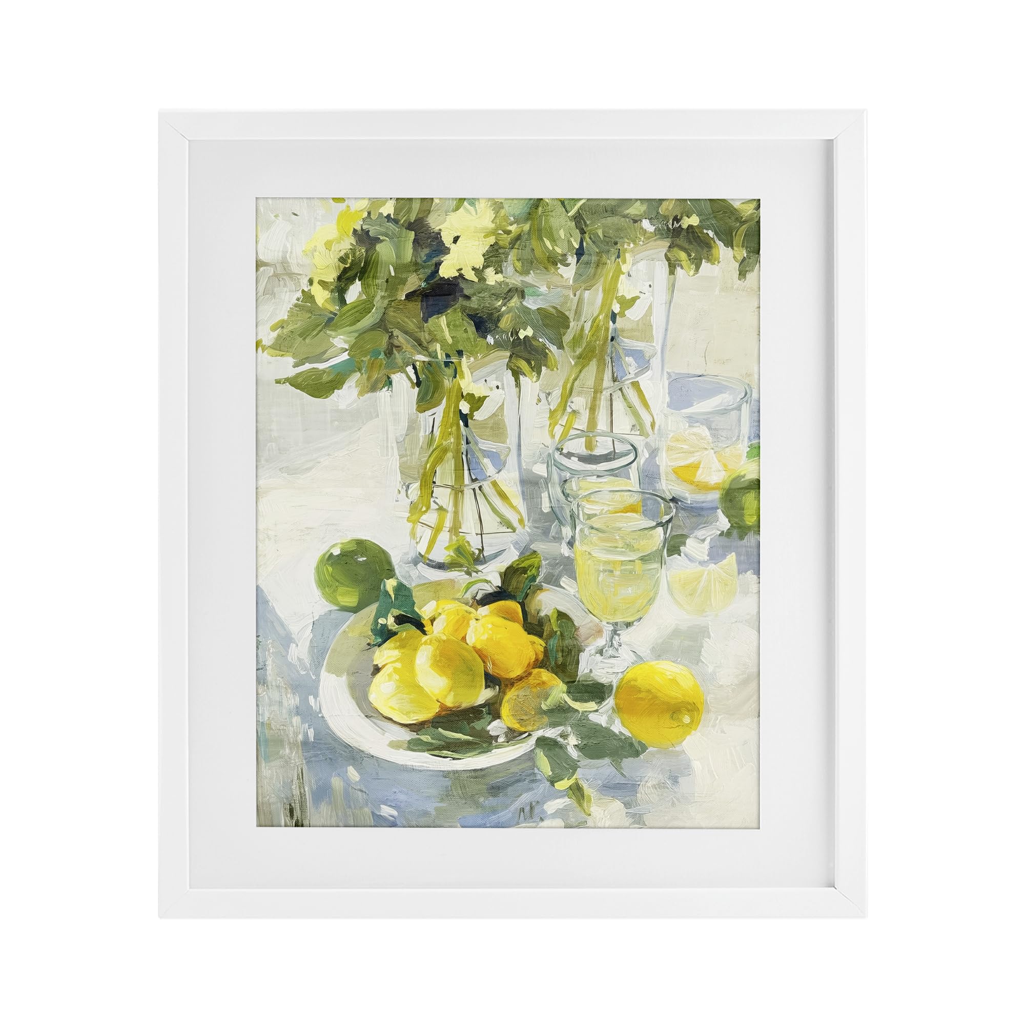 Stupell Industries 'Fresh Kitchen Lemons Spread', Framed Print Under Glass, White, 17 x 21 Inches, Easy to Hang and Sturdy, Made in USA, by Annabelle Hall