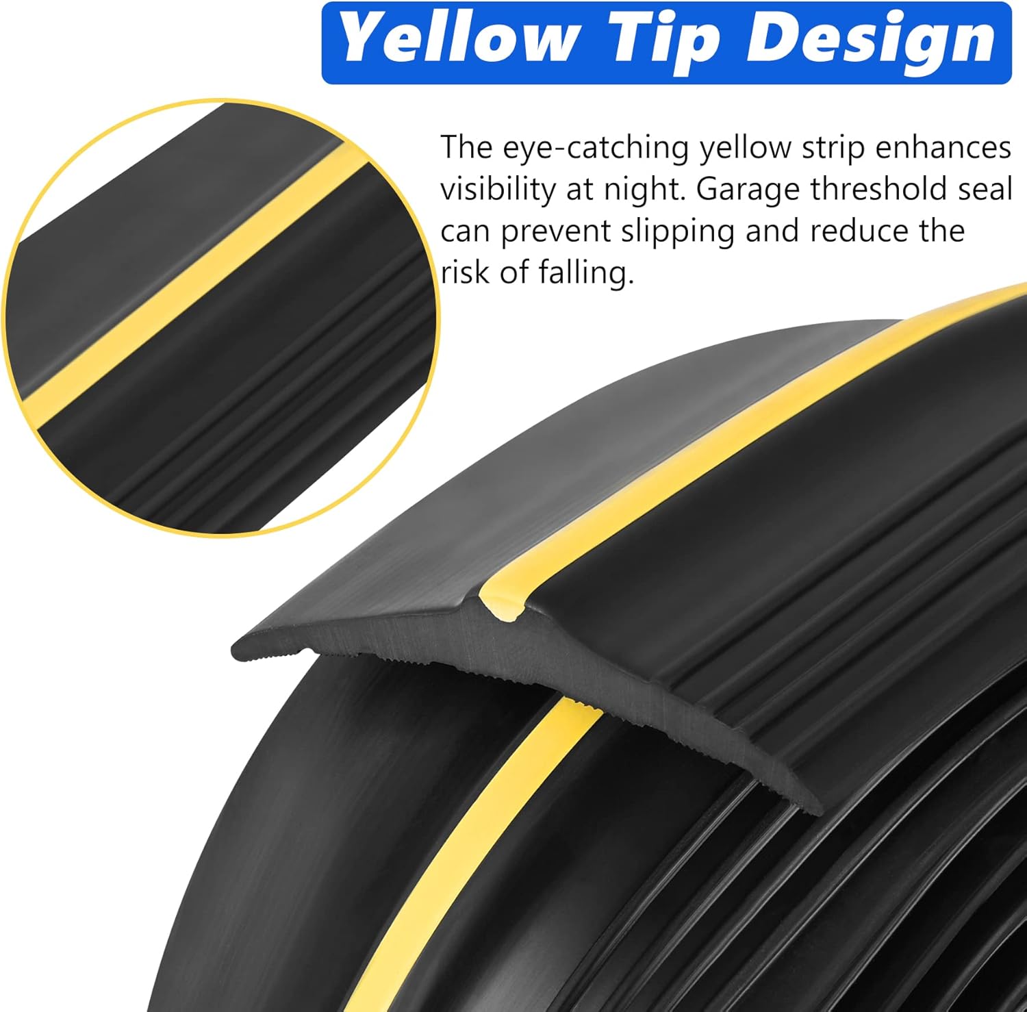 20FT Garage Door Bottom Threshold Seal Strip with 300ml Black Adhesives/Sealants, Universal Rubber DIY Bottom Floor Threshold Seal, Weatherproofing Weather Stripping Replacement - 