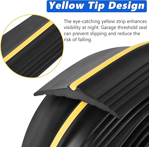 Miniatura 3 de Tira de sellado para umbral inferior de puerta de garaje de 10 pies con adhesivo y sellador negro, sello universal de goma para el umbral del piso