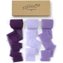 Chiffon Silk Ribbon Fringe 1-1/2 inch x 16.5 Yard Handmade Ribbons 3 Rolls for Gift Wrapping, Wedding Invitations, Bridal Bouquets, Crafts, Flower Bouquet Purple