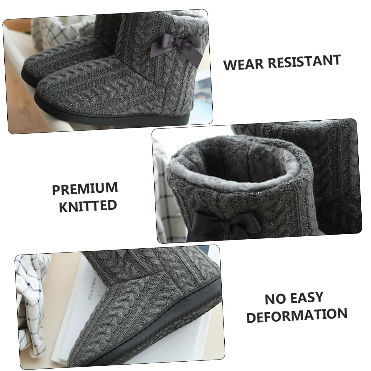 Botas de Casa para Mujer, Invierno, Punto, Suela Gruesa Antideslizante