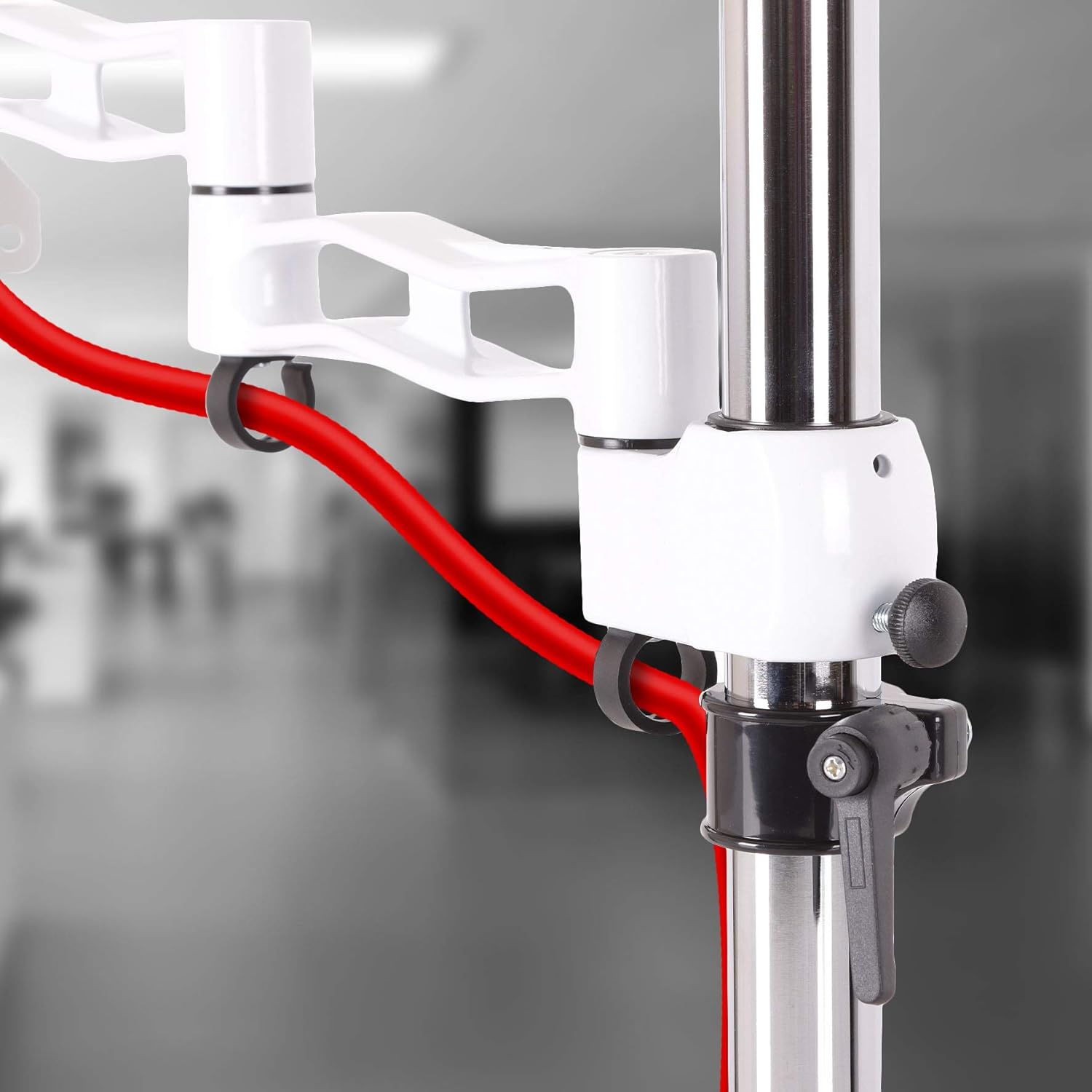 Duronic Single Monitor Arm Stand DM351X3 WE | PC Desk Mount | White | Aluminium | Height Adjustable | for One 13-27 inch LED LCD Screen | VESA 75/100 | 17.6lbs | Tilt +15°/15° Swivel 180° Rotate 360°