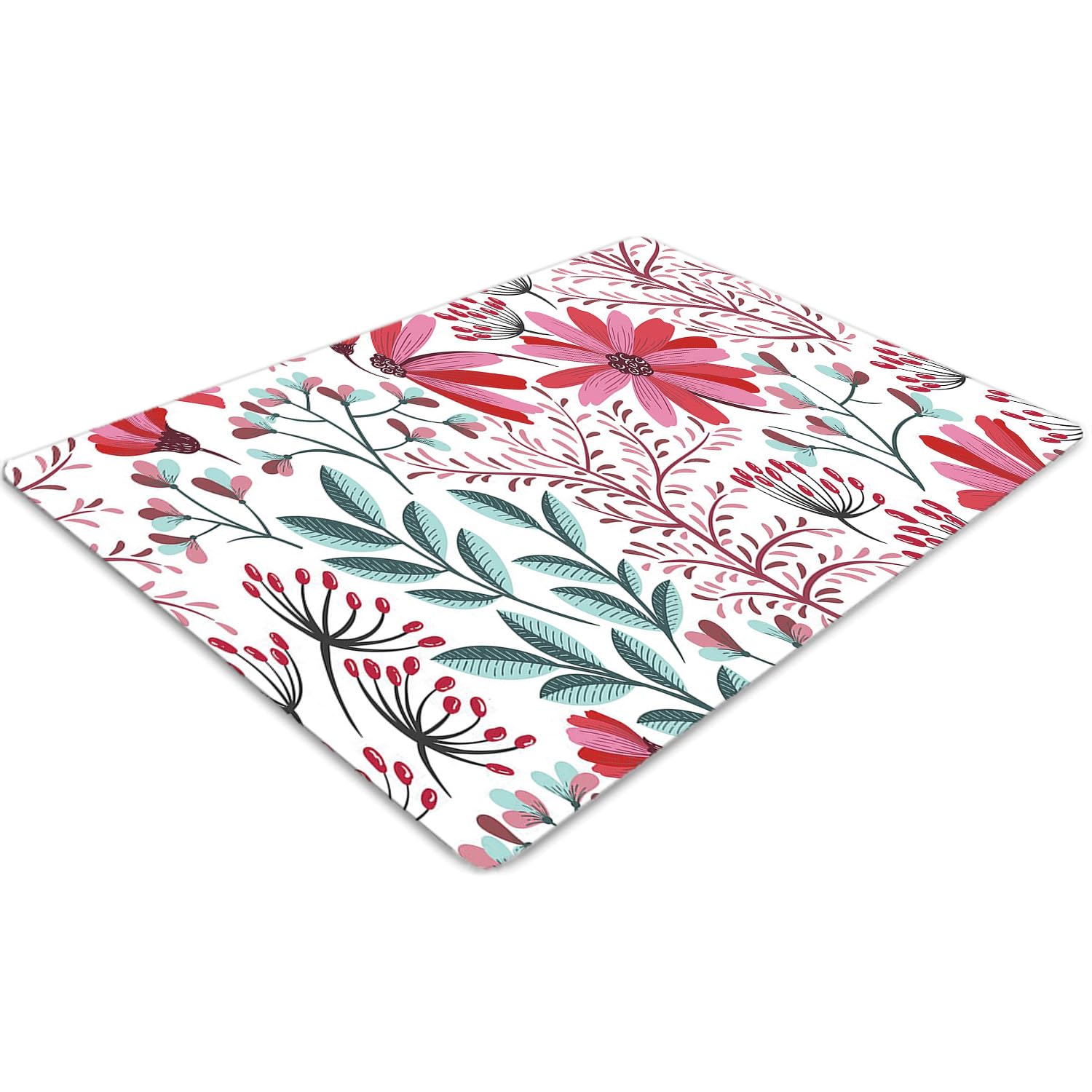 Tapis chaise 120x90 cm rectangulaire en PVC imperméable avec motif feuilles tropicales pour bureau