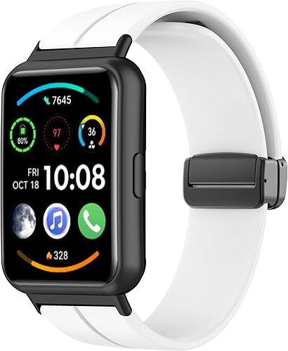 Miniatura 2 de Correa magnética de silicona compatible con Huawei Watch Fit 2 Smartwatch con hebilla plegable magnética, correa de reloj deportiva de repuesto