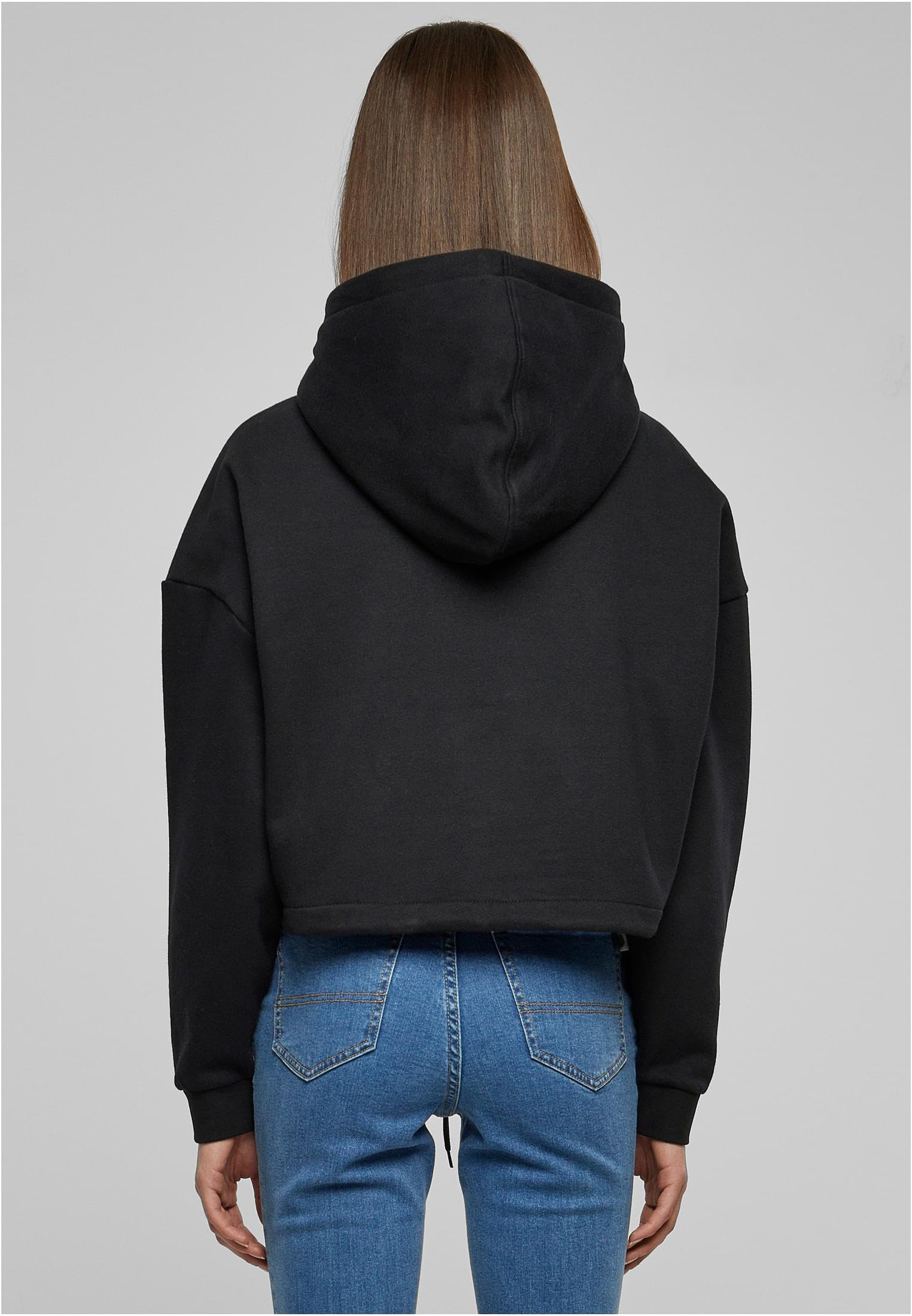 Urban Classics Ladies Cropped Oversized Mujer Sudadera con Capucha Negro Más Grande