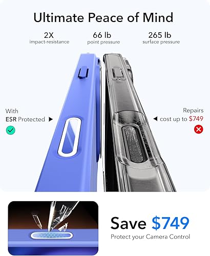 Vista 214 de ESR - Funda para iPhone 15 compatible con MagSafe, funda protectora de grado militar con soporte integrado, cubierta trasera resistente a