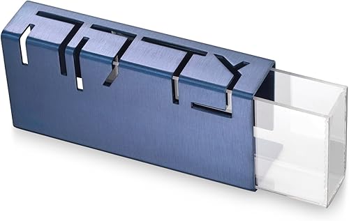 Miniatura 2 de Caja de aluminio contemporánea Tzedakah Caja de caridad judía (azul)