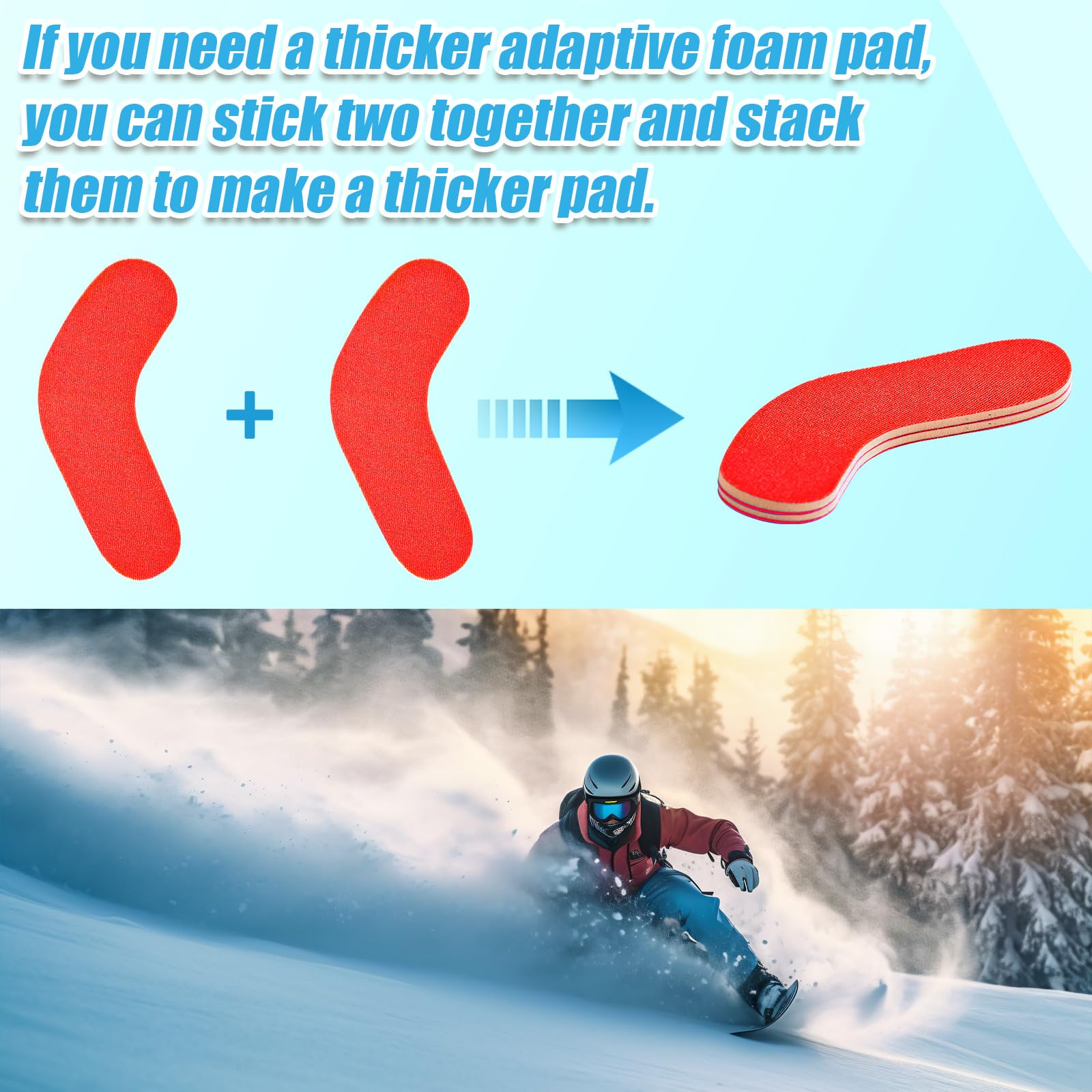 lasuroa 18 Piezas Ski & Snowboard Boots Fitting Pads, 9 x 2,5 x 0,3 cm Almohadillas de Espuma para Botas de Esquí Suaves Forros de Relleno de Espuma Autoadhesivos para Botas de Snowboard