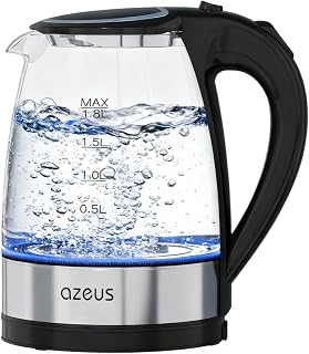 AZEUS CX-817 1.8L Fast Boil Electric Kettle Glass with Auto Shut-Off, Boil-Dry Protection, BPA-Free