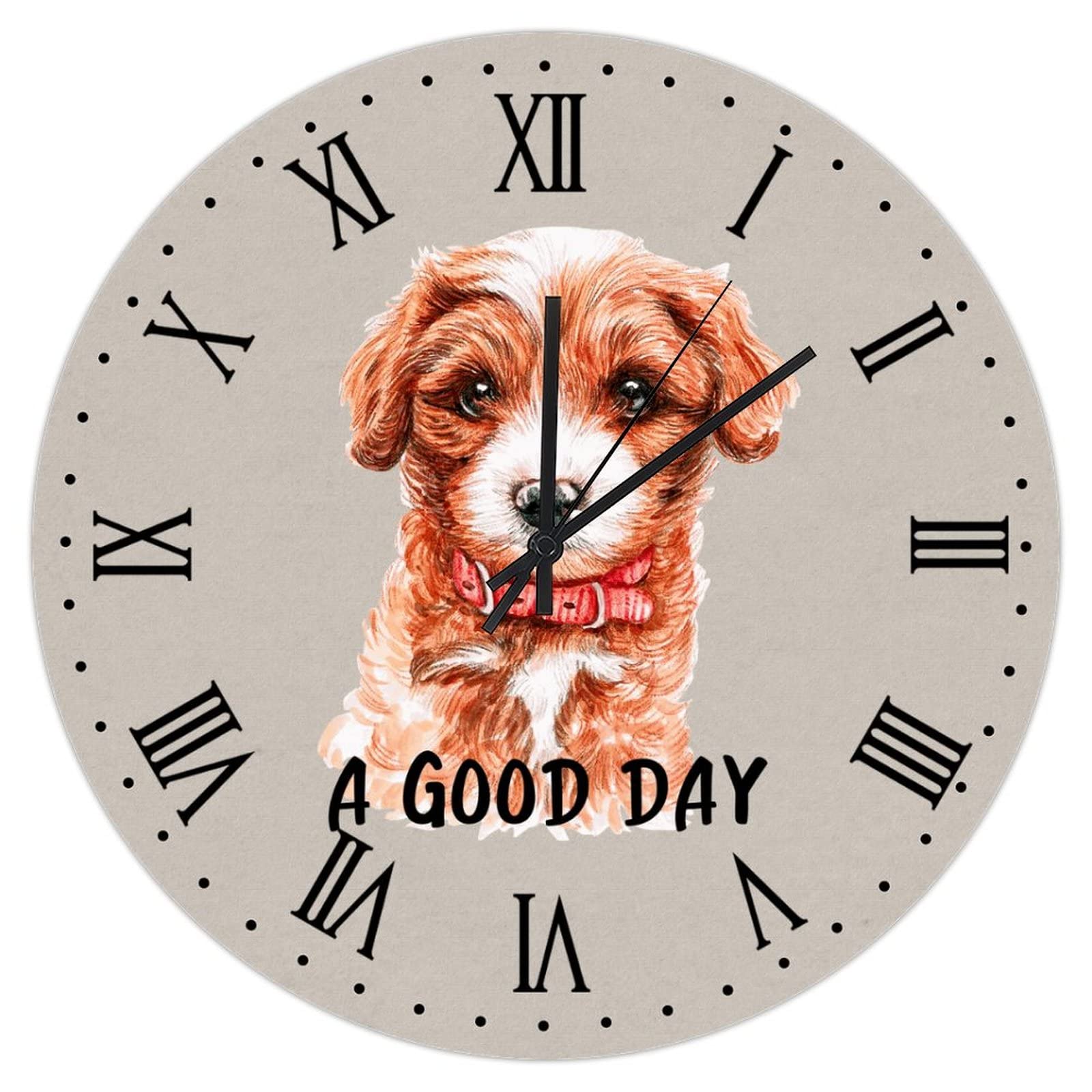 Horloge murale maman et chien message A Good Day style rétro vintage 38cm à piles