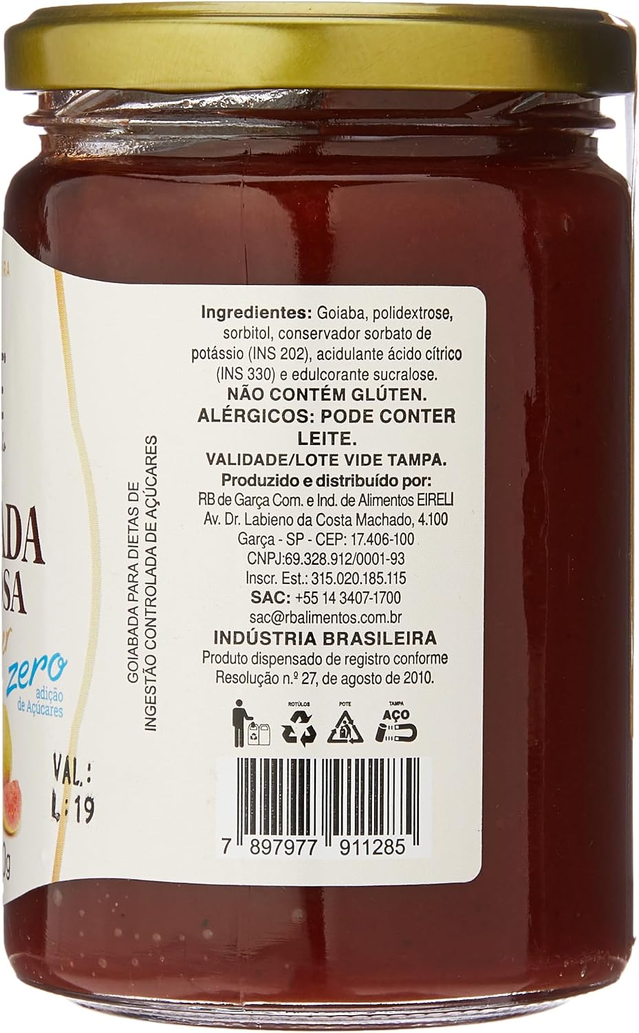 Goiabada cremosa zero adição de açúcares de colher - RB Amore - 400g