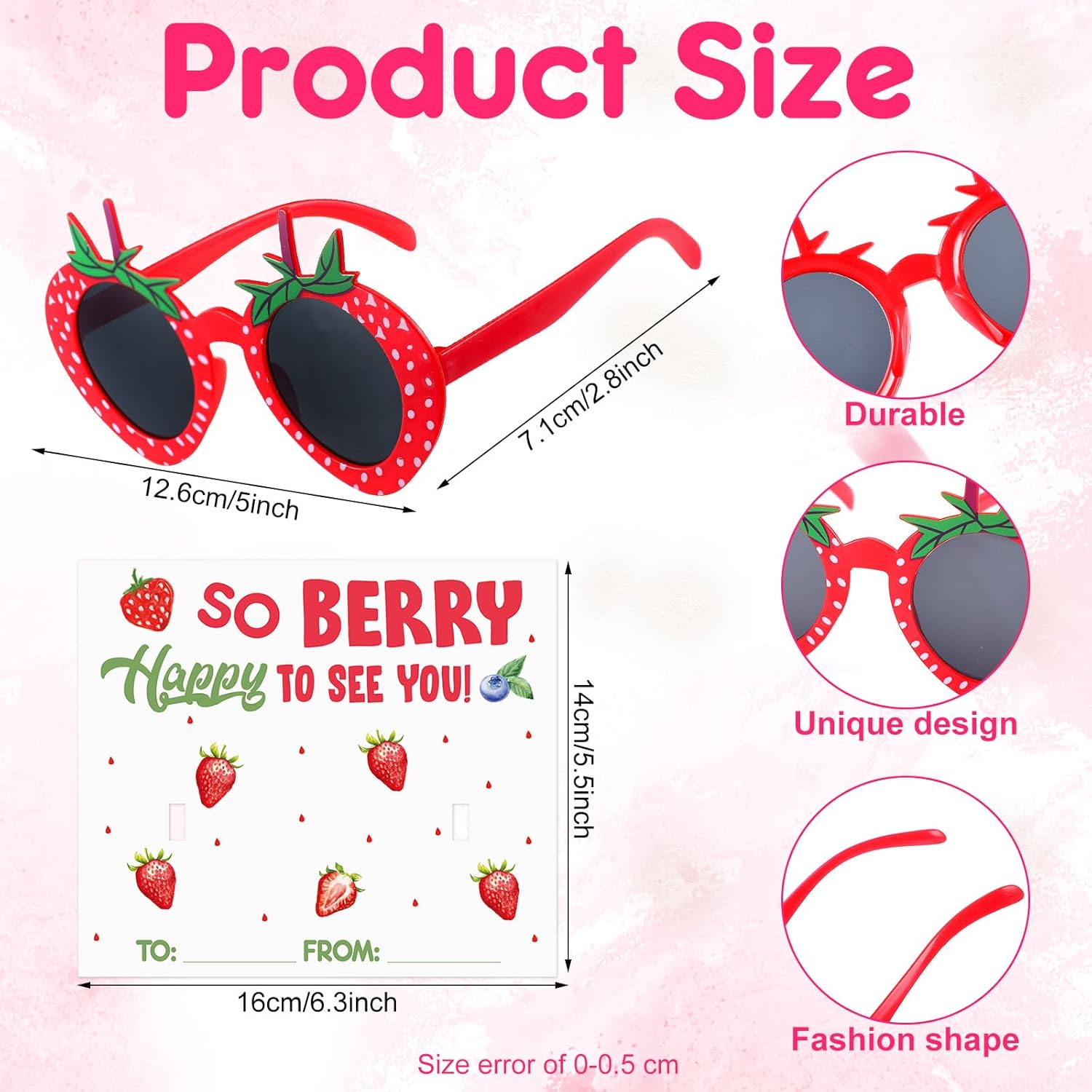 12 Sets Strawberry Party Favors Strawberry Sunglasses with Berry Card Berry 1st Birthday Party Gifts for Theme 1st Birthday Decorations - Image 3