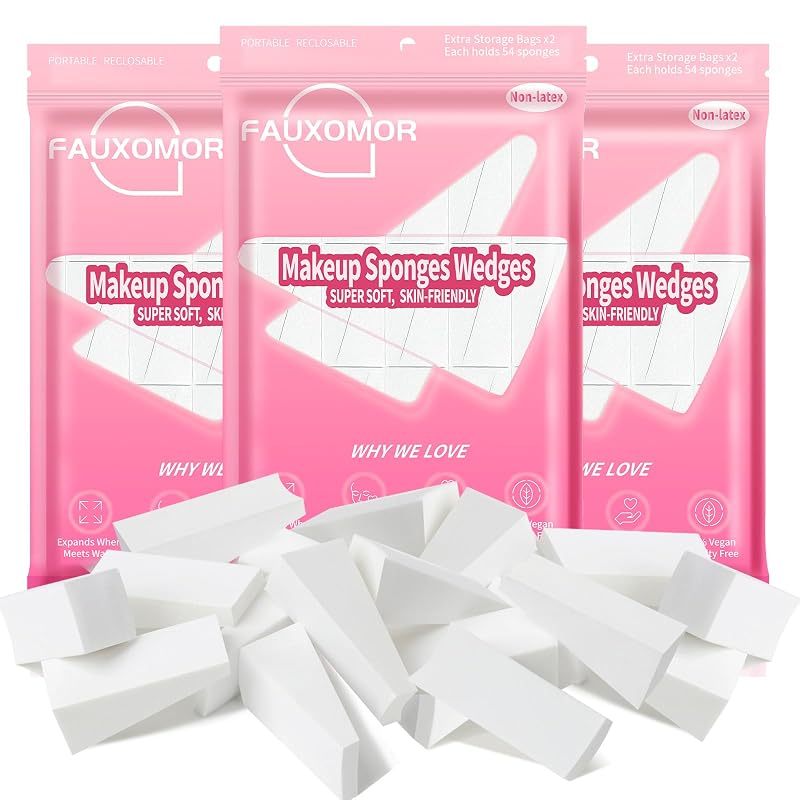 Fauxomor Esponjas Triangulares para Maquiagem, 324 Unidades