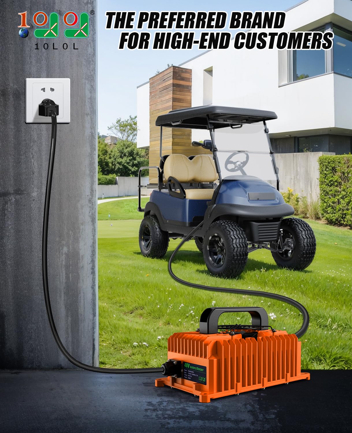 10L0L Cargador de batería para carrito de golf de 15 A 48 V para Club Car DS/Precedent, enchufe redondo de 3 pines, IP68, cargador de batería para carrito de golf de tecnología inteligente, carga de