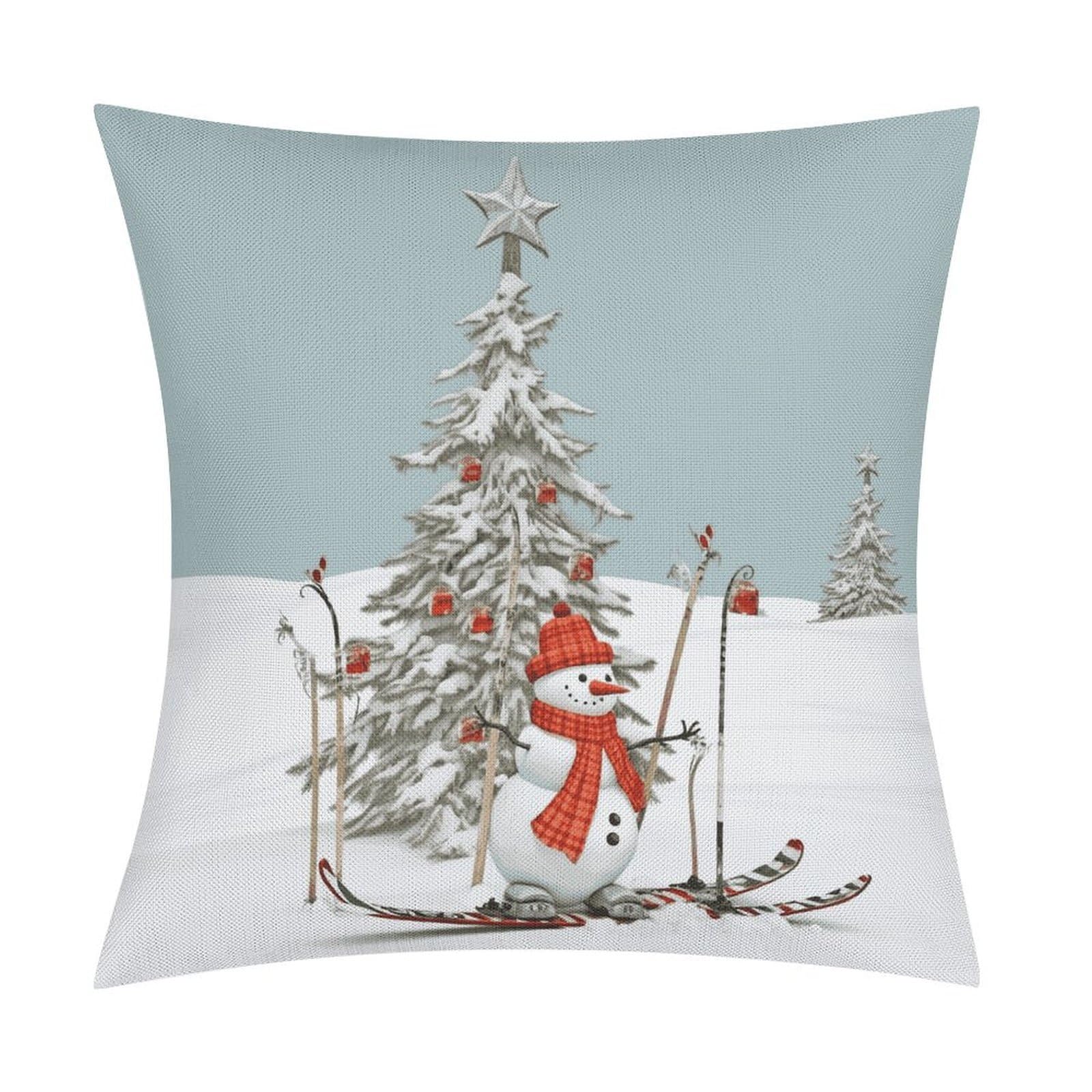 Fundas de almohada de Navidad 45x45 cm de esquí con cremallera invisible para sofá