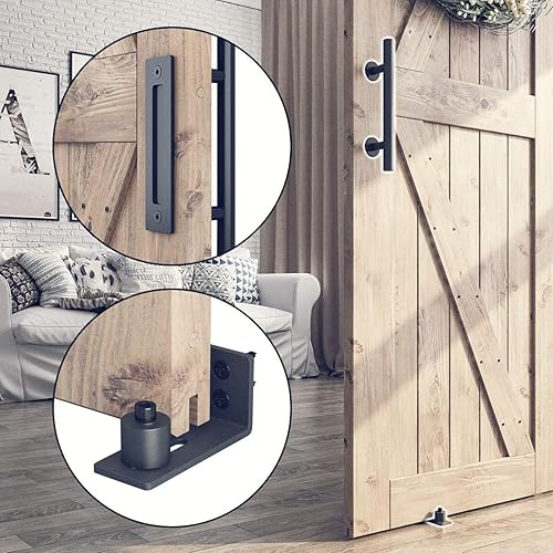 Miniatura 5 de SMARTSTANDARD Kit completo de herrajes para puerta corrediza de granero de 8 pies (incluye kit de riel de 8 pies y juego de mango de tracción y guía