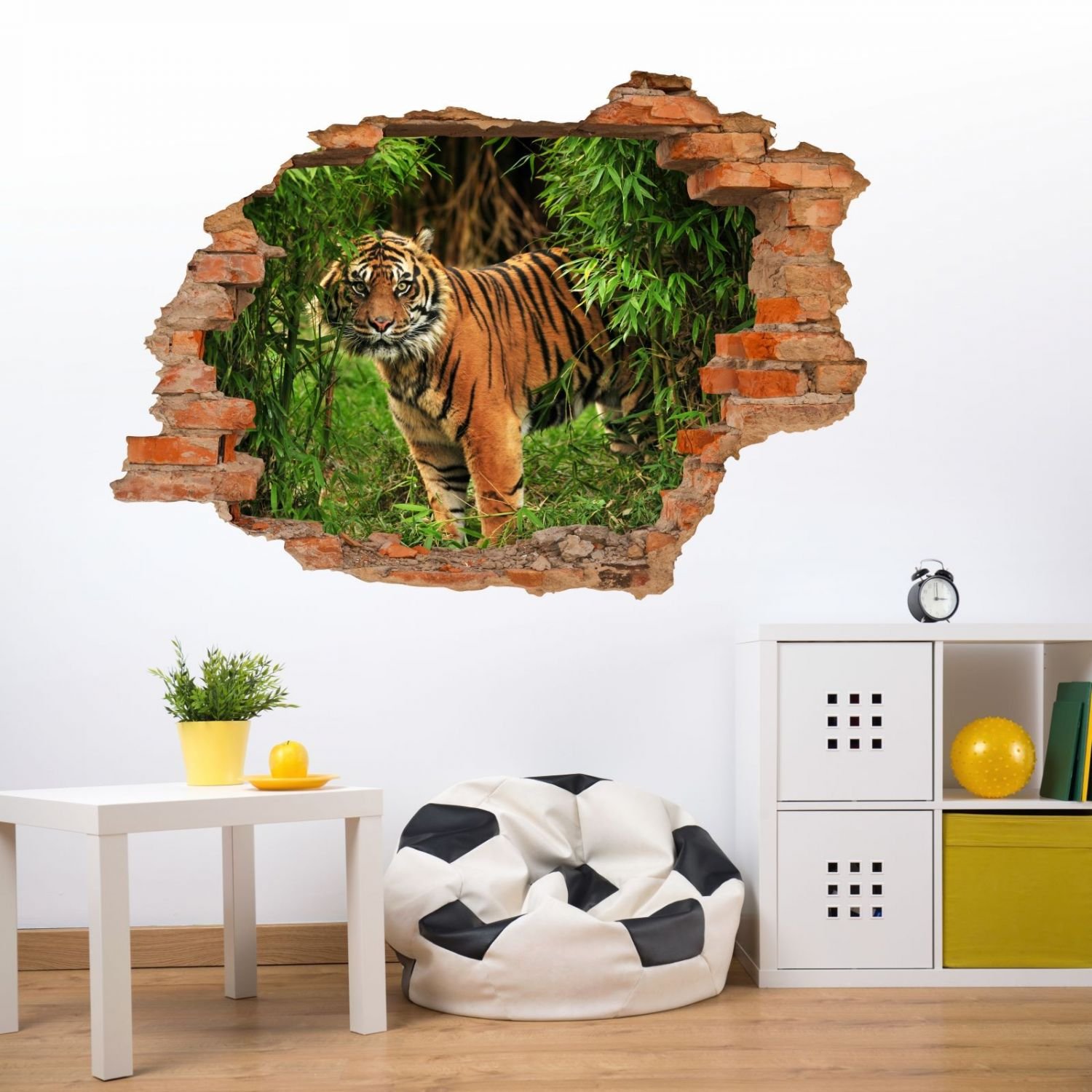 Nikima Schöner für Kinder030 - Decorazione da Parete, Adesivo per Bambini, Motivo: Tigre nella Giungla - Foro nella Parete - in 6 Misure - per Cameretta dei Bambini - Dimensioni 1500 x 1000 mm